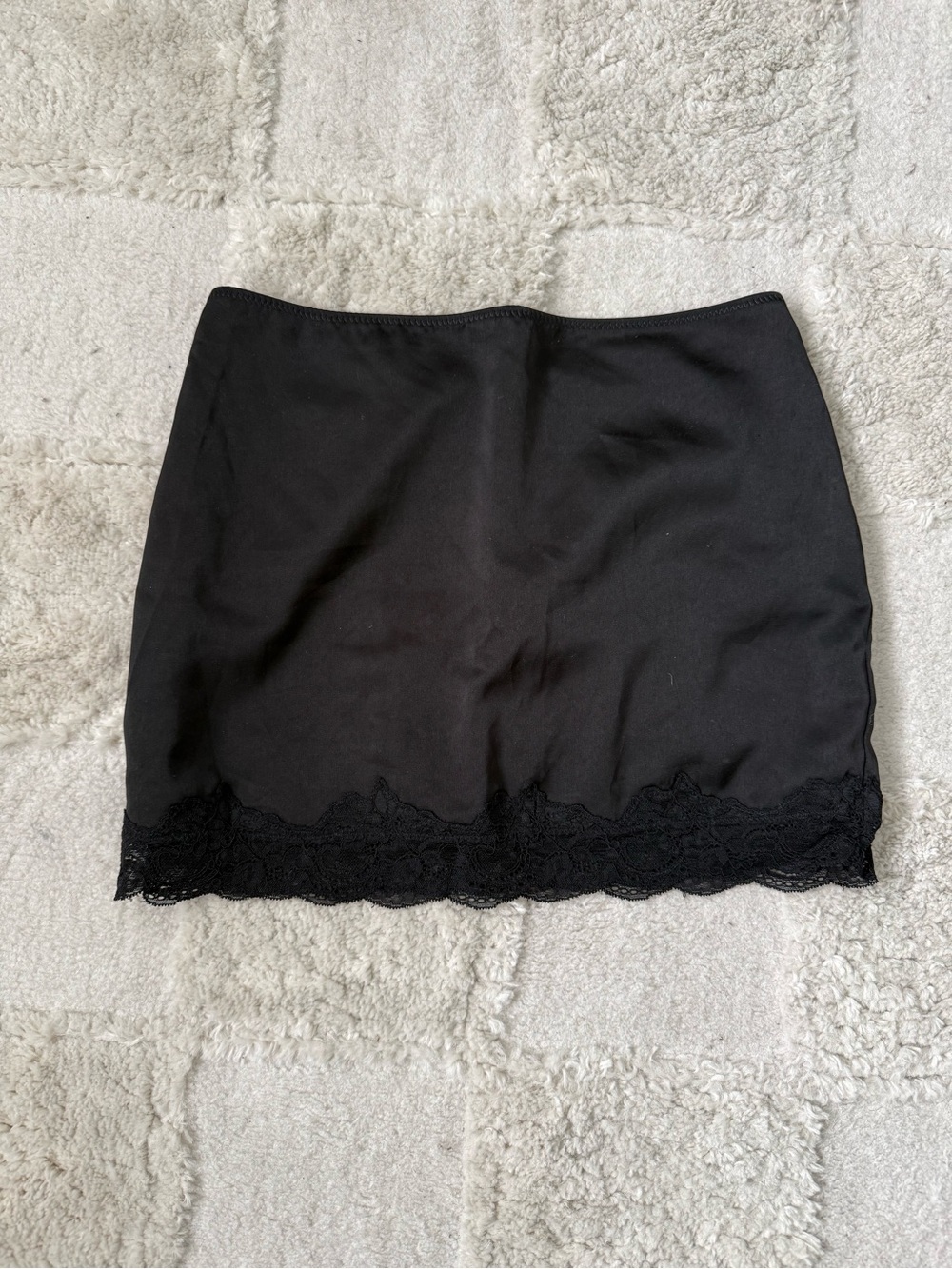 Black Lace-Hem Mini Skirt
